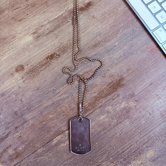 Gucci Silver Dog Tag Necklace